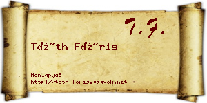 Tóth Fóris névjegykártya